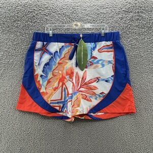 Farm Rio Board Shorts Mens XL Blue Red Tropical Painted Sea‎ Swim Trunks Beach